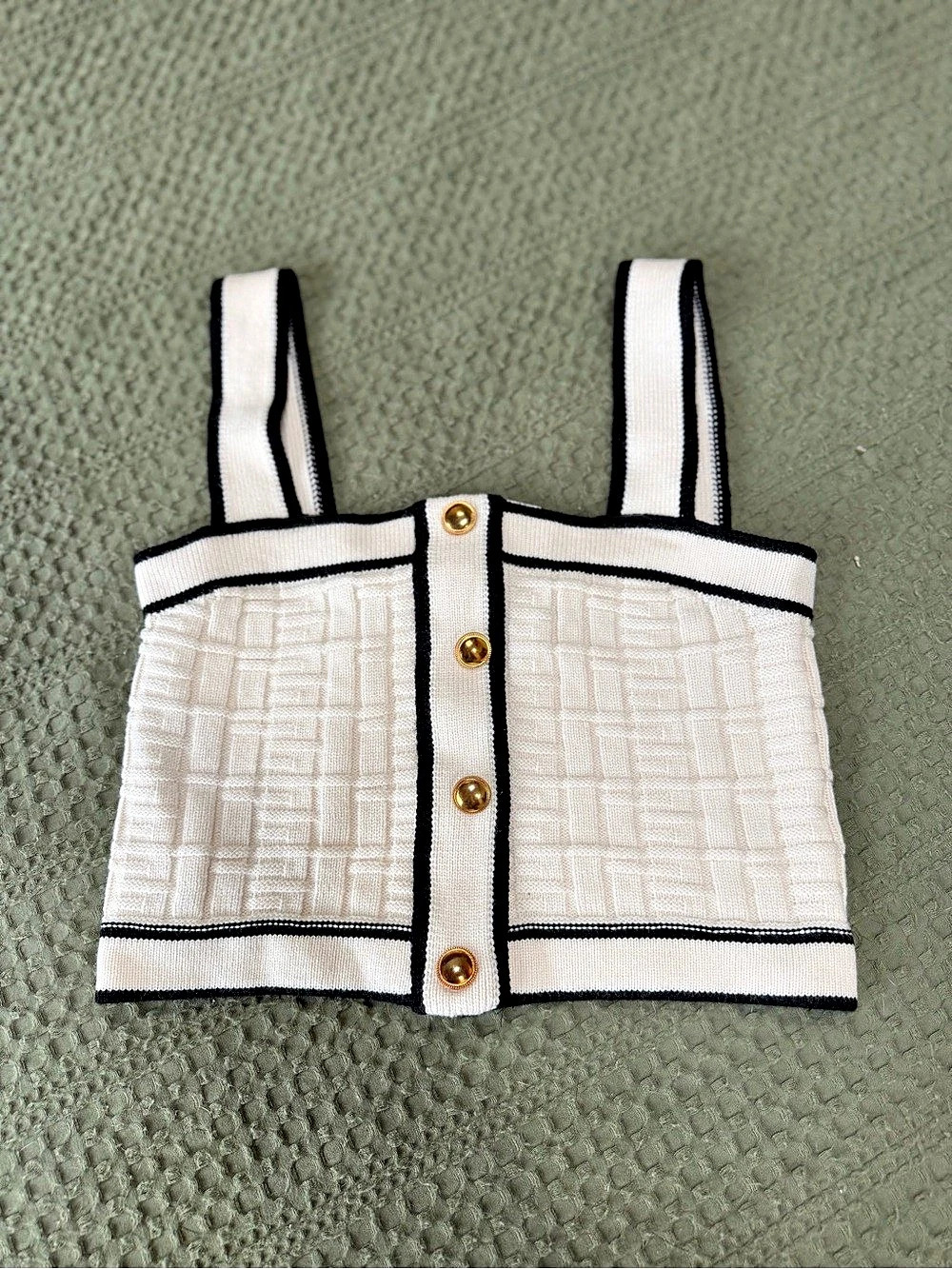 Knit Crop Top White & Black